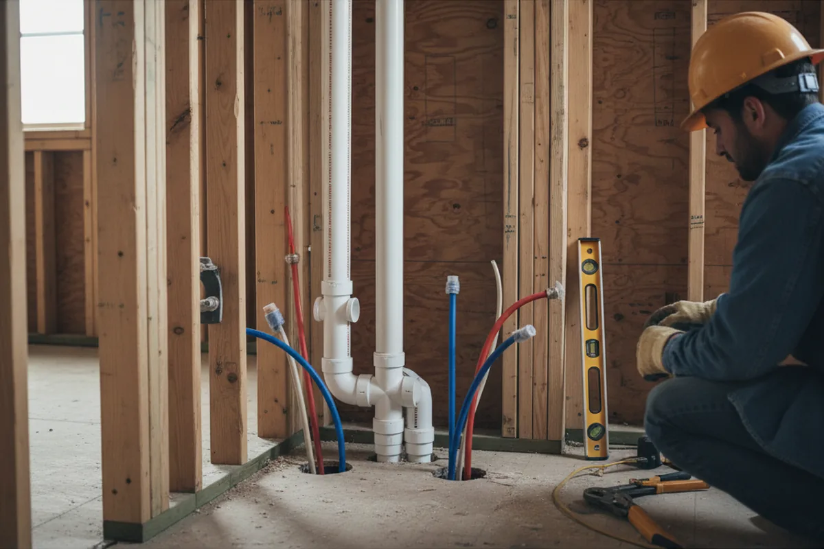 Drain and supply rough-in during Sump Pump Repair in Uniontown
