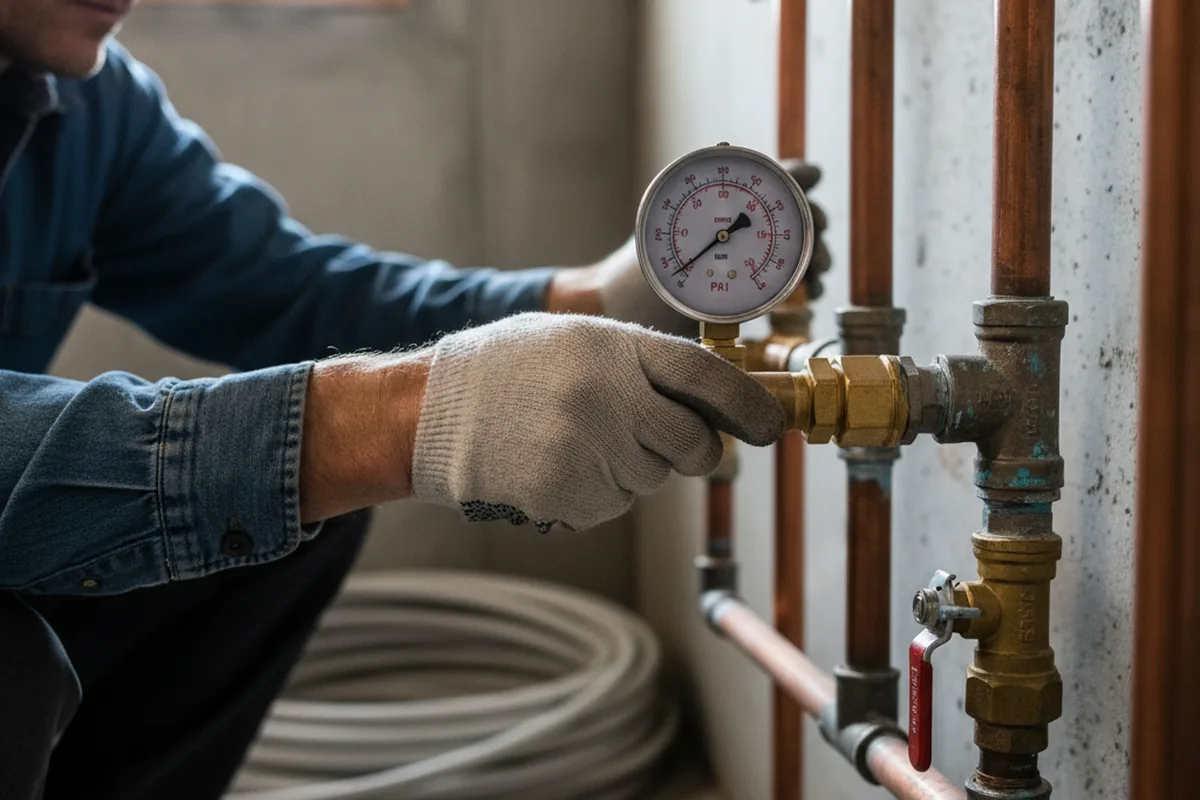 Pressure testing a repaired line during Water Line Repair in Uniontown